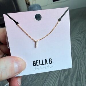 Rhinestone Gold Initial Charm Necklace "I"